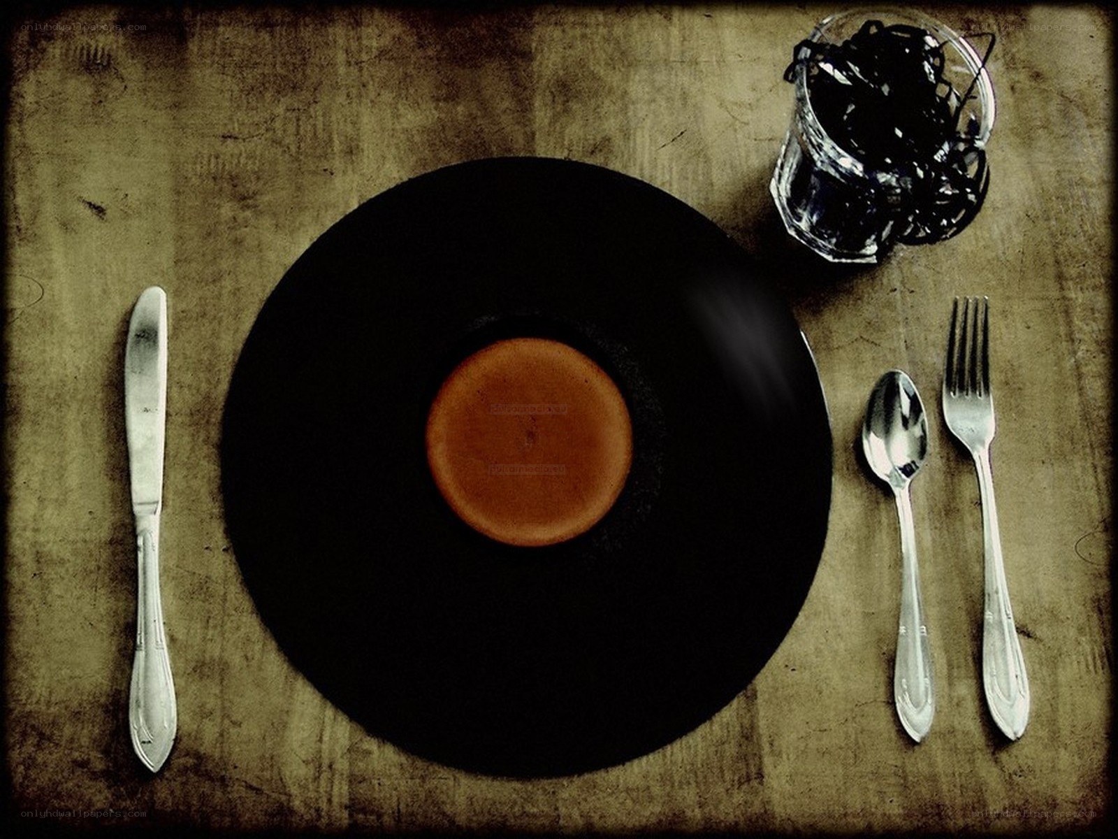 Dinner setting with vinyl record