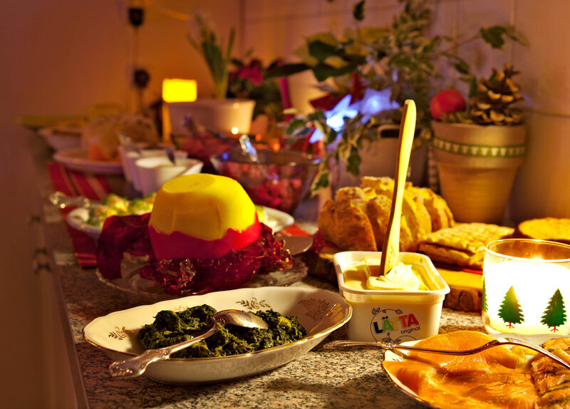 Dinner Spread on Table — Yellow