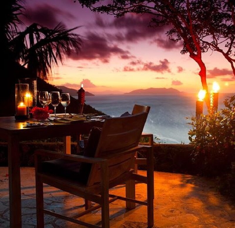 Dinner Table at Sunset — Purple, Romantic