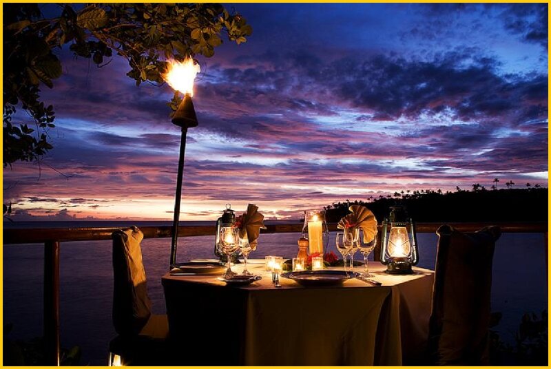 Dinner Table at Sunset — Purple