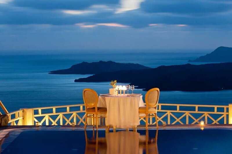 Dinner Table by Ocean — Blue, Serene, Night