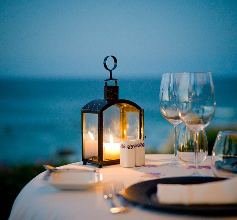 Dinner Table by Ocean — Blue