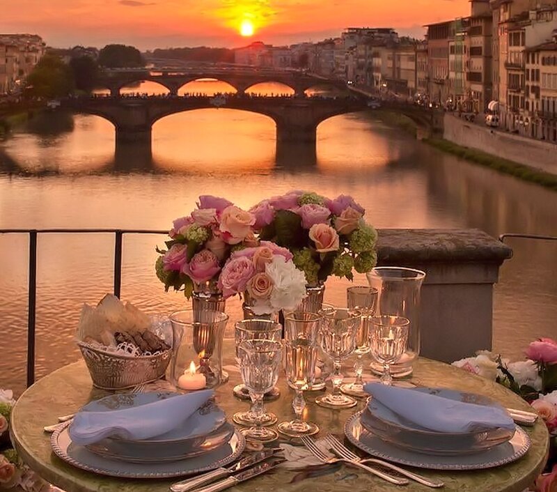 Dinner Table by River — Orange