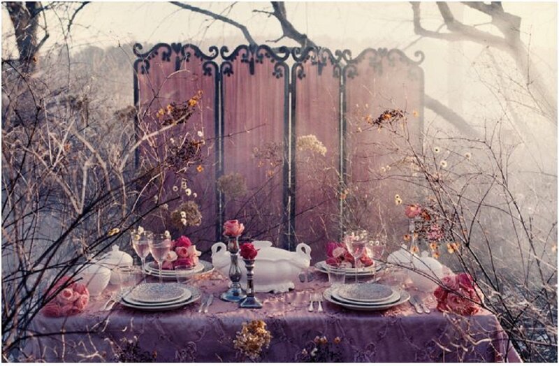 Dinner Table in Garden — Purple
