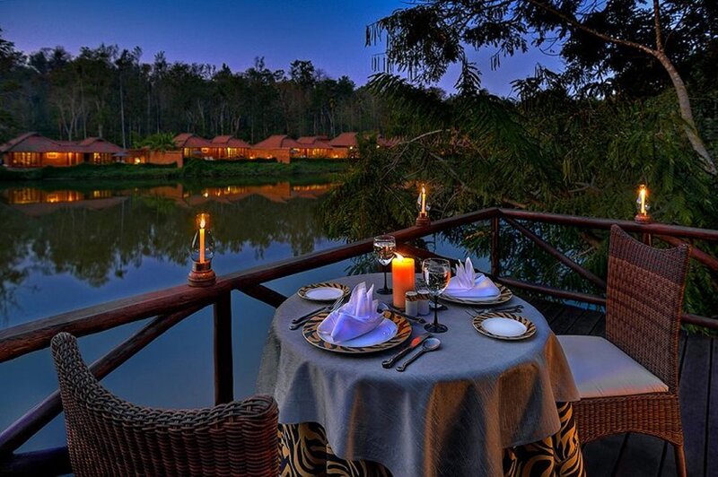 Dinner Table on Balcony — Blue, Serene, Night, Photograph