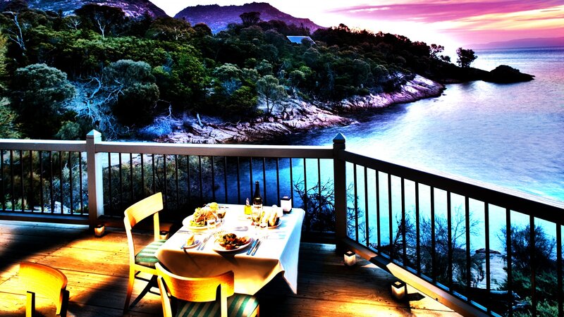 Dinner Table on Balcony — Blue, Serene, Sunset