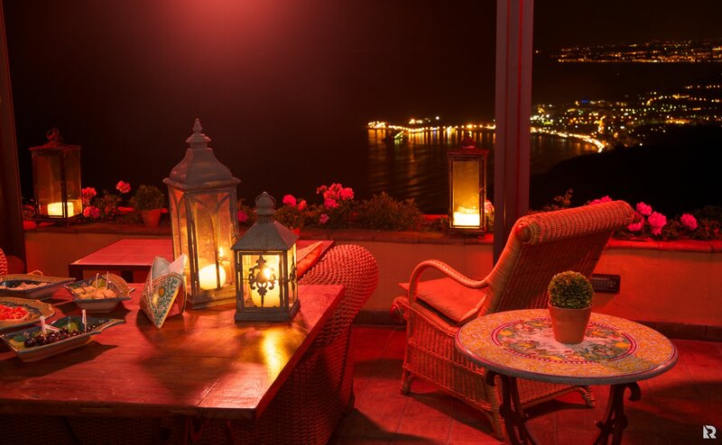 Dinner Table on Balcony — Red