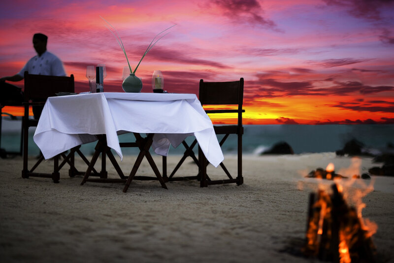 Dinner Table on Beach — Pink