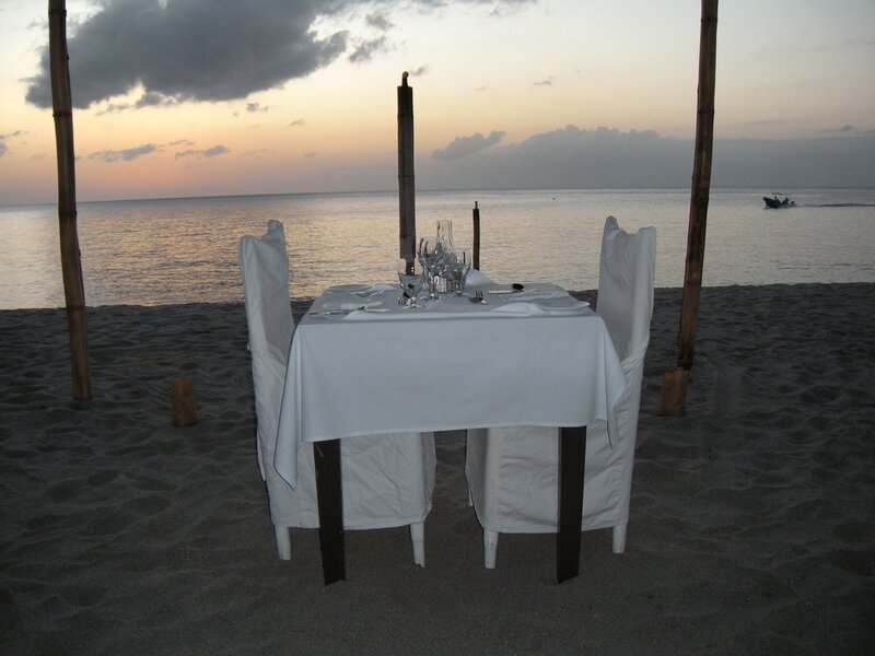 Dinner Table on Beach — White
