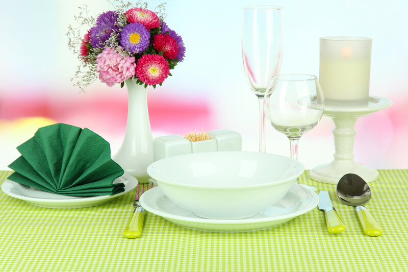 Dinner Table Setting — Green, Calm, Photograph