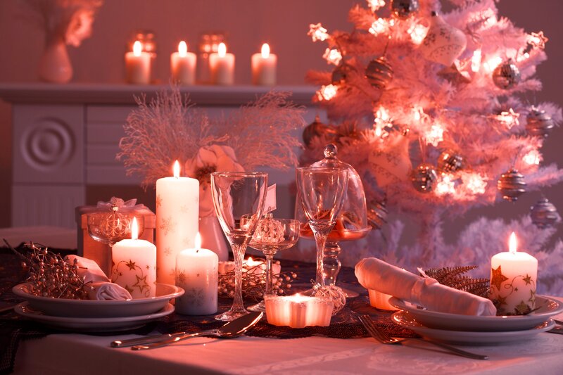 Dinner Table Setting — Pink, Festive