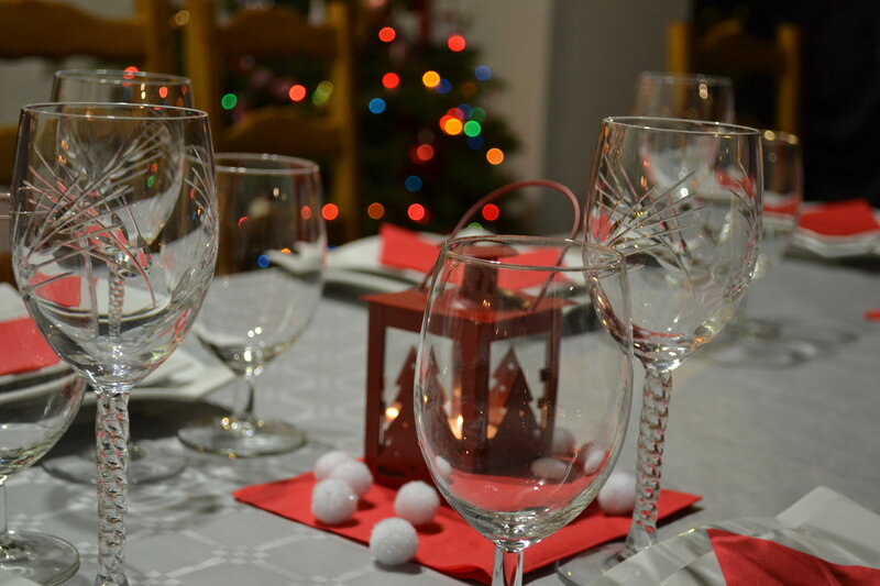 Dinner Table Setting — Red, Festive