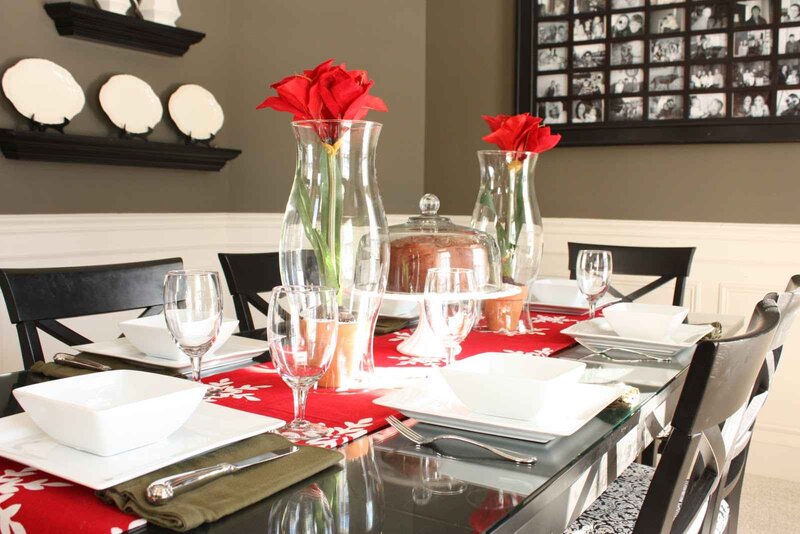 Dinner Table Setting — Red, Formal