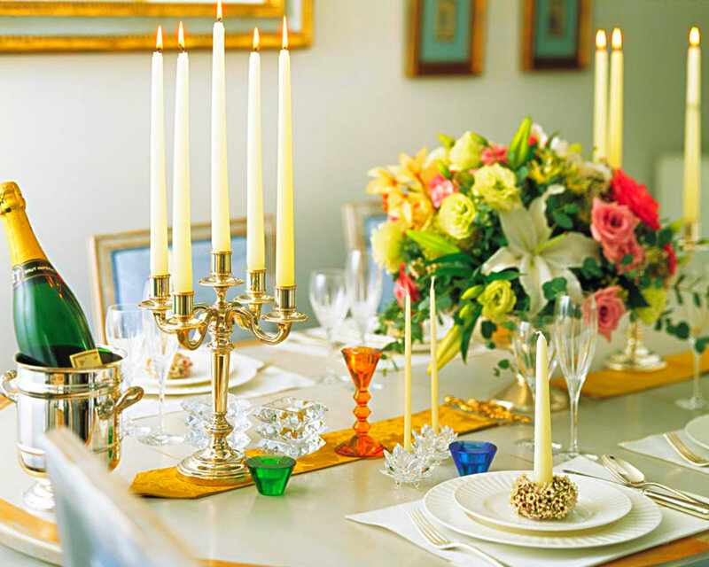 Dinner Table Setting — White, Elegant, Photograph, Candles
