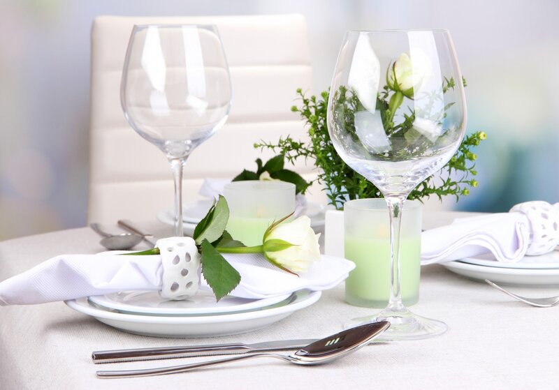 Dinner Table Setting — White, Serene, Photograph