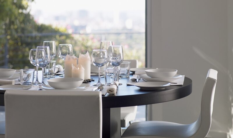 Dinner table setting with candles