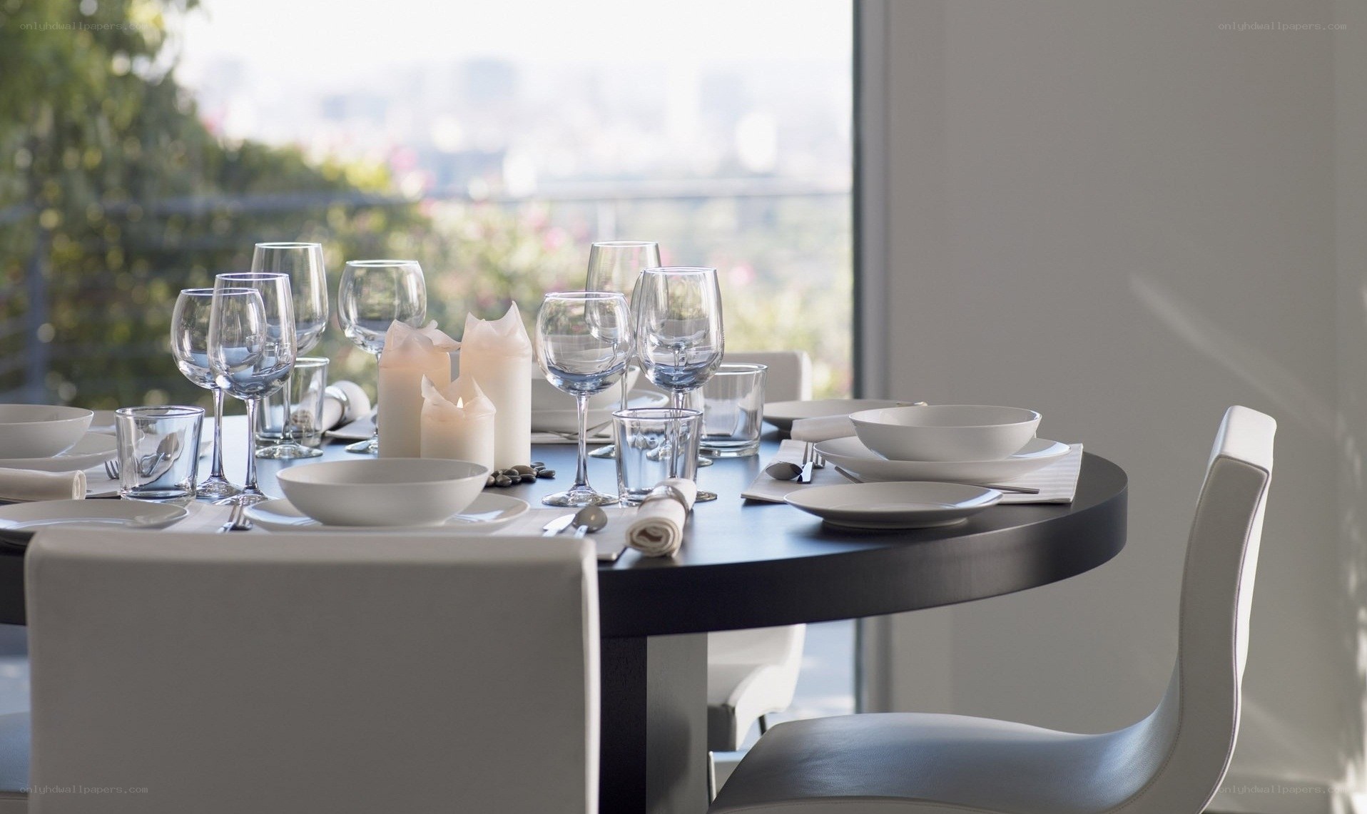 Dinner table setting with candles