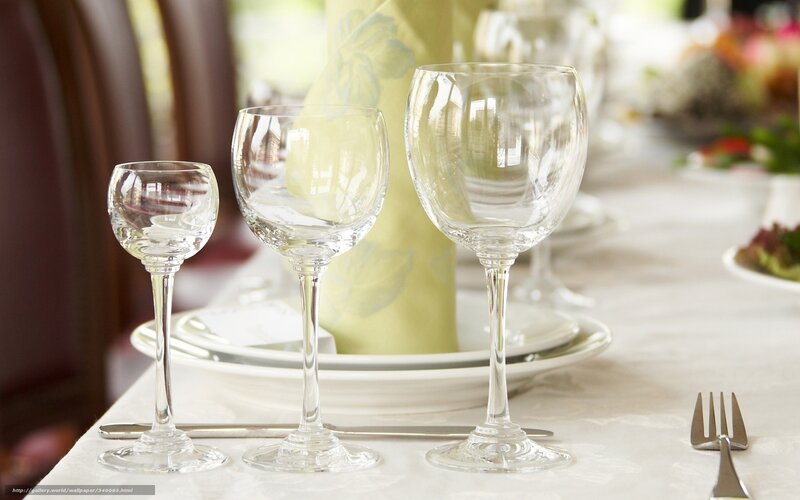 Dinner table setting with glasses