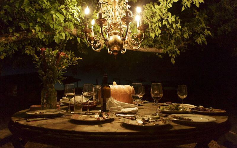 Dinner Table under Chandelier