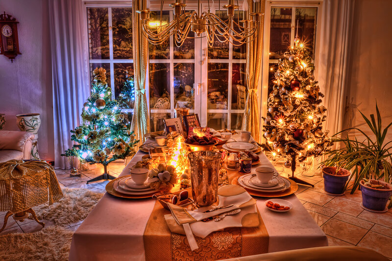 Dinner Table with Christmas Trees