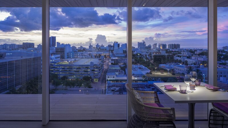 Dinner Table with City View — Purple
