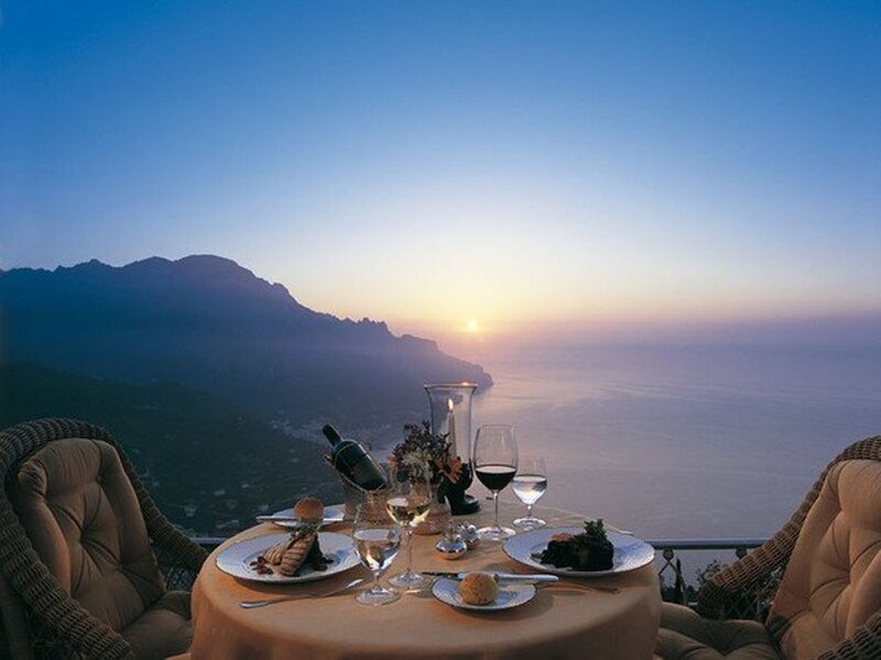Dinner Table with Ocean View — Blue