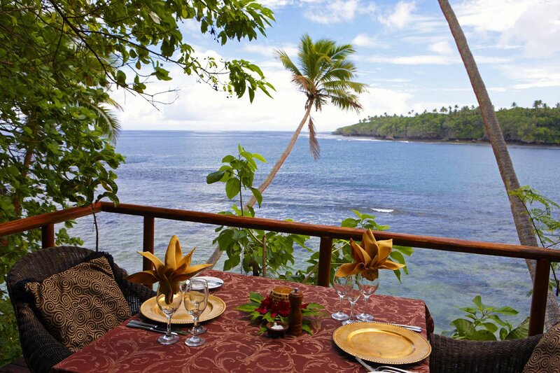 Dinner Table with Ocean View — Red