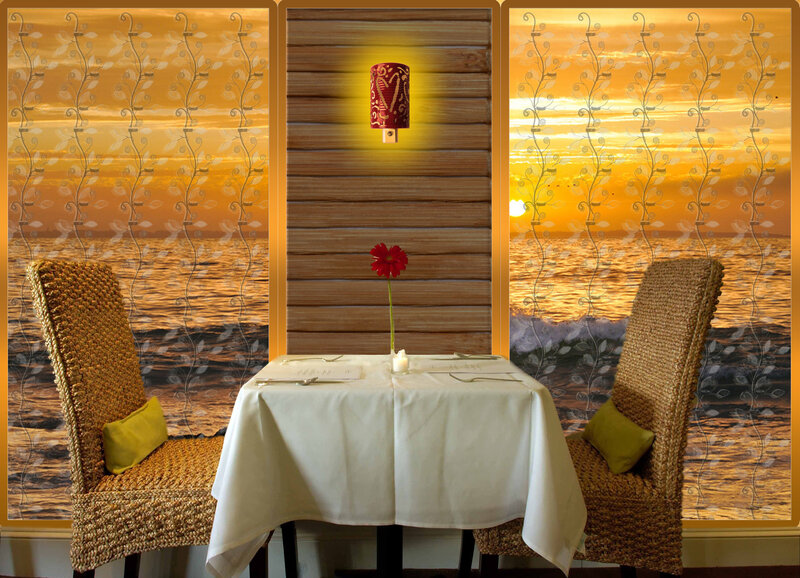 Dinner Table with Ocean View — White
