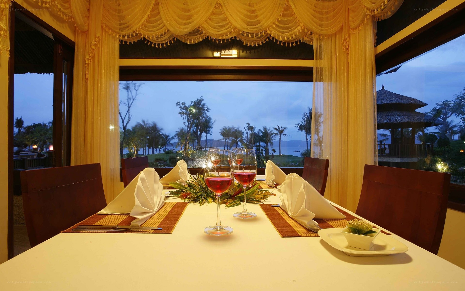 Dinner table with ocean view
