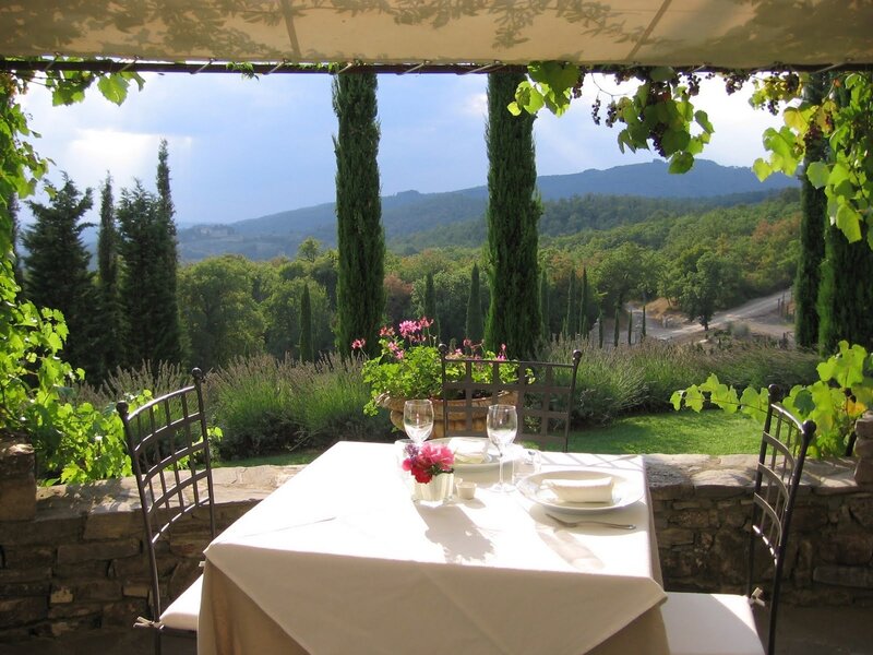 Dinner Table with Vineyard View
