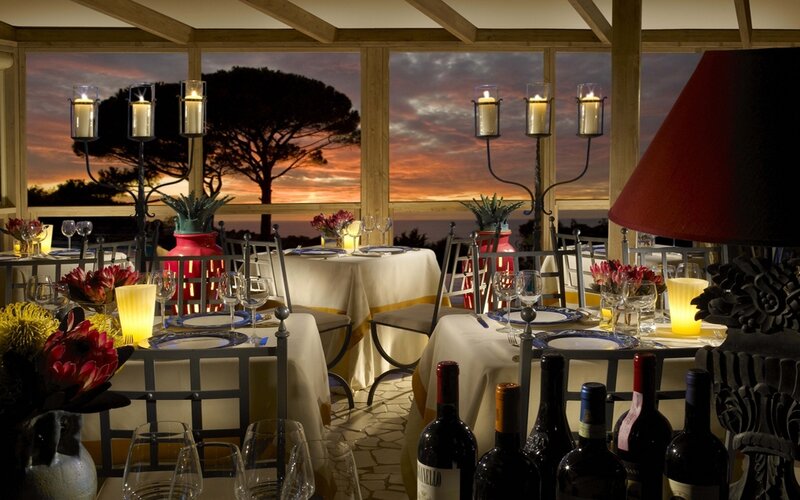Dinner Tables at Sunset — Red