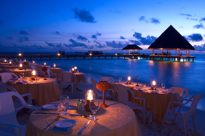 Dinner Tables on Beach — Blue