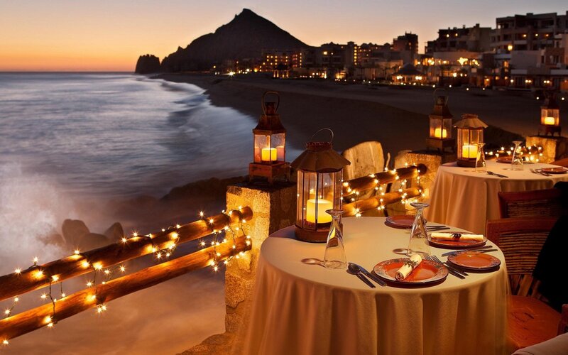 Dinner Tables on Beach — Orange