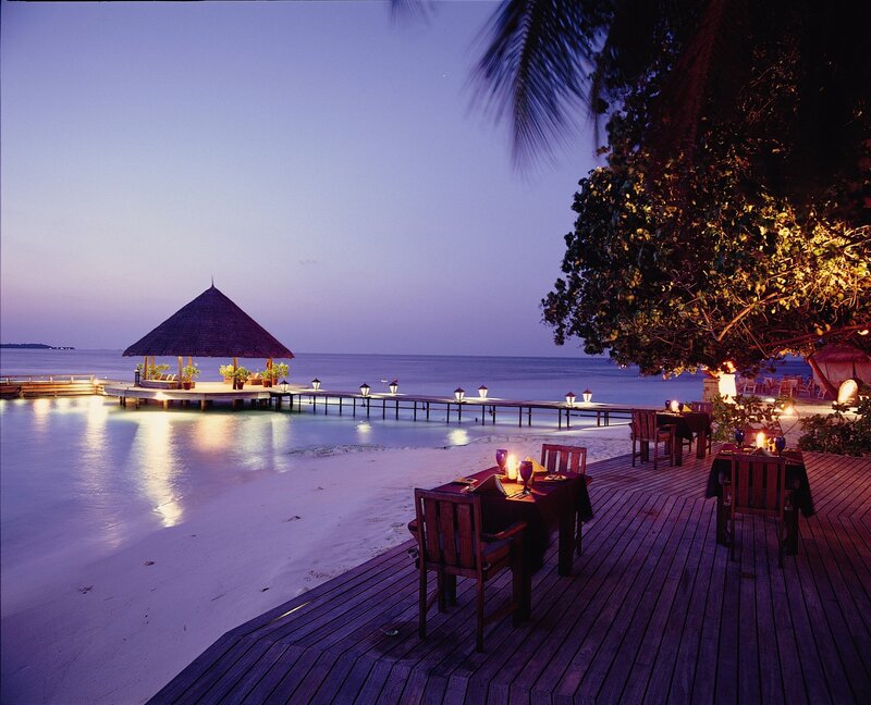 Dinner Tables on Beach — Purple