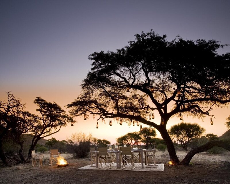Dinner under Acacia Tree — Orange, Serene, Sunset