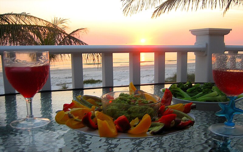 Dinner with a beach sunset