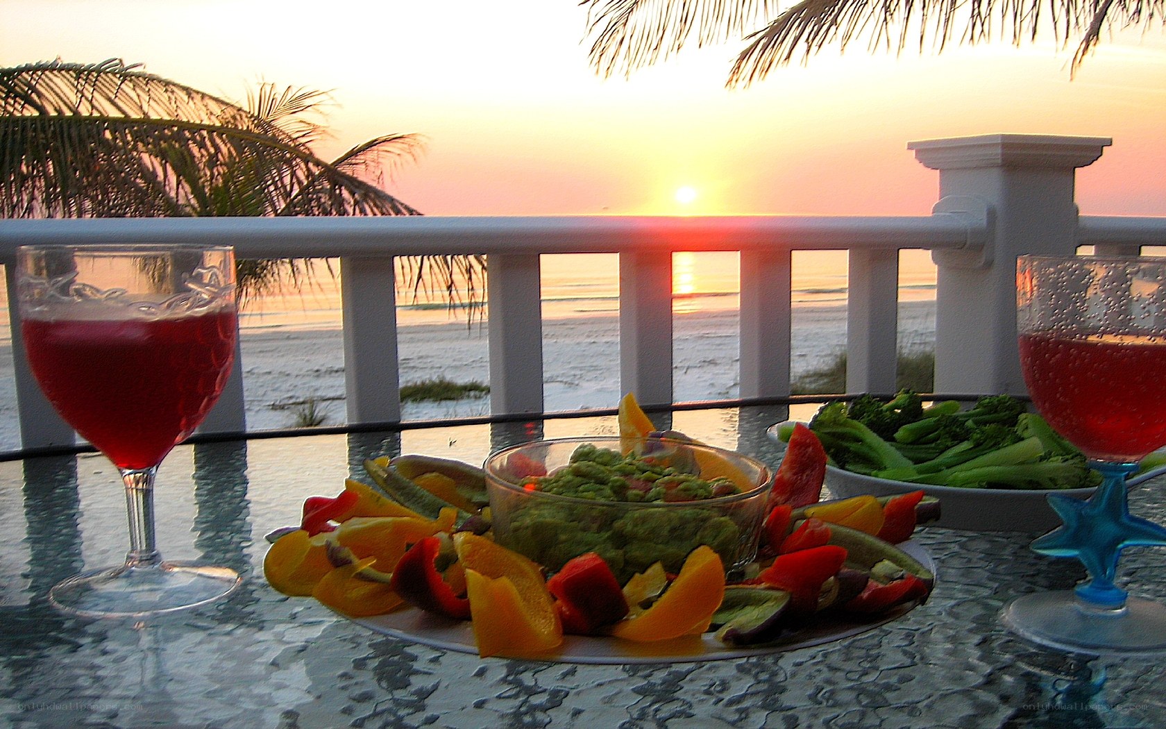 Dinner with a beach sunset