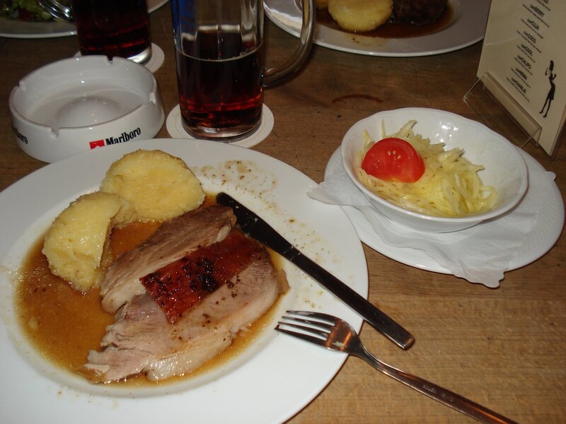 Dinner with pork and side dishes