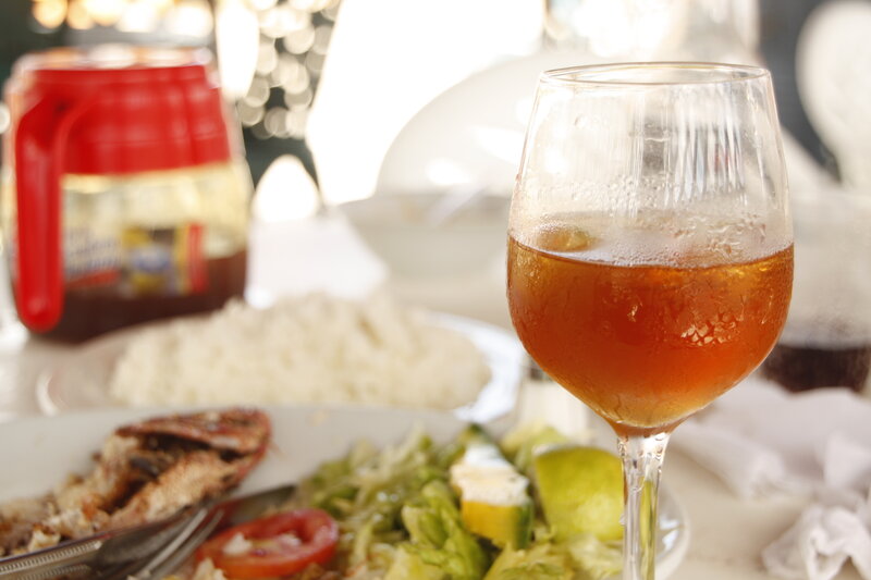 Dinner with wine and fish