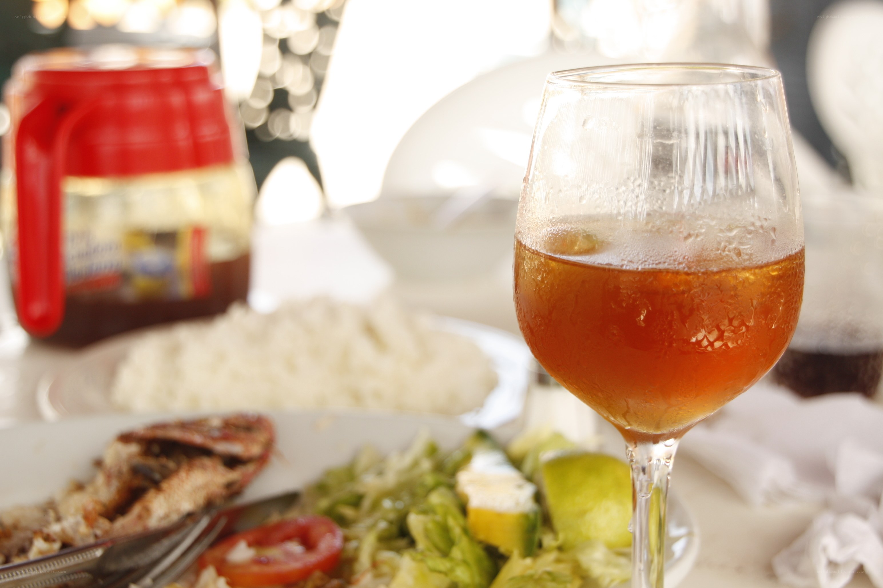 Dinner with wine and fish