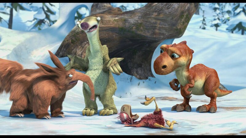 Dinosaur and Sloth in Snow