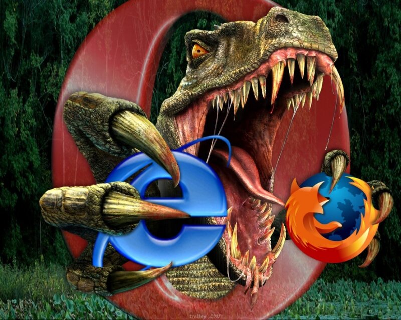 Dinosaur Attacking Browser Logos