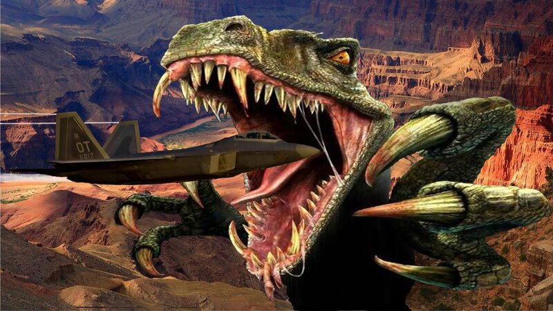 Dinosaur Attacking Jet — Green