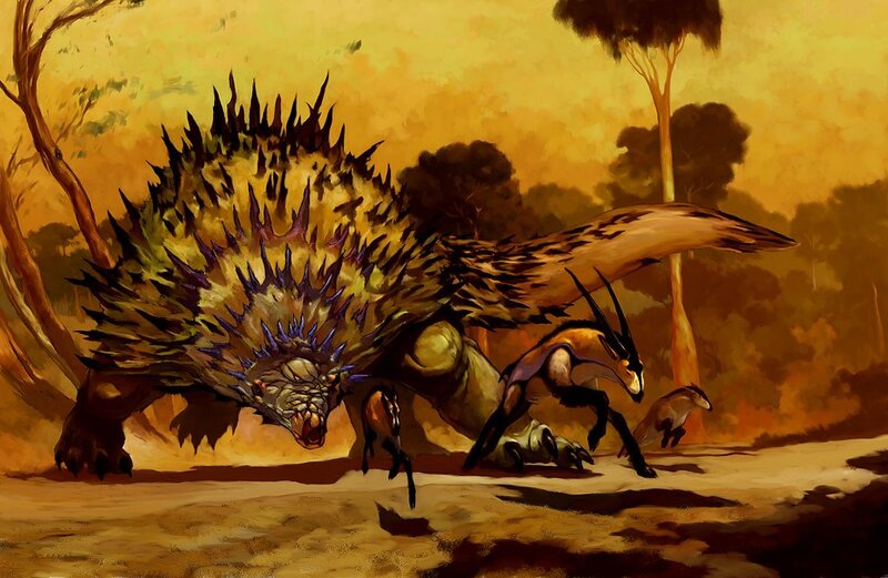 Dinosaur chase in desert