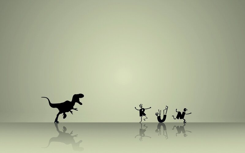 Dinosaur chases people