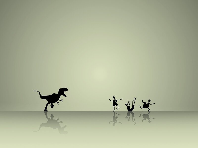 Dinosaur chasing people