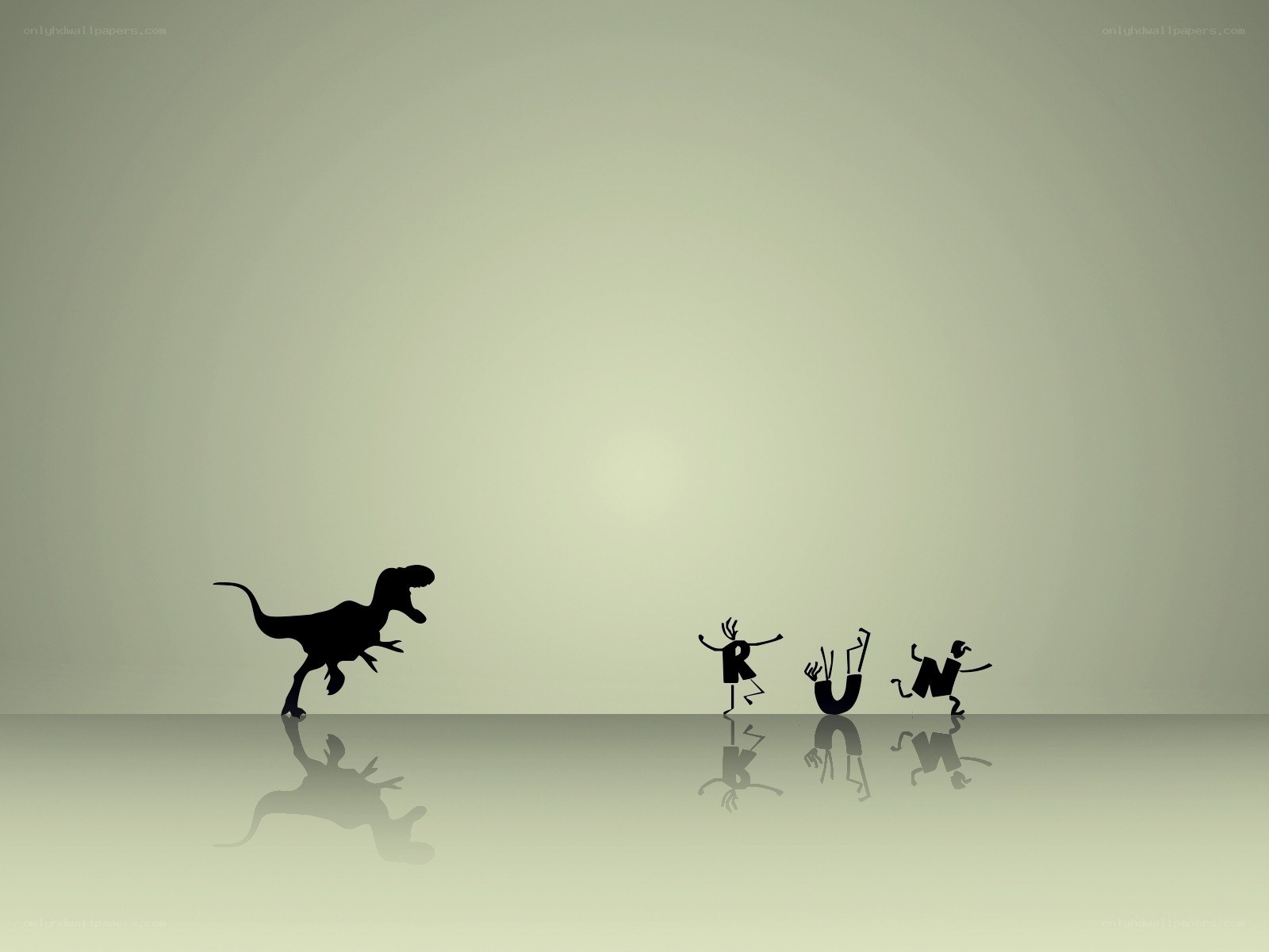 Dinosaur chasing people