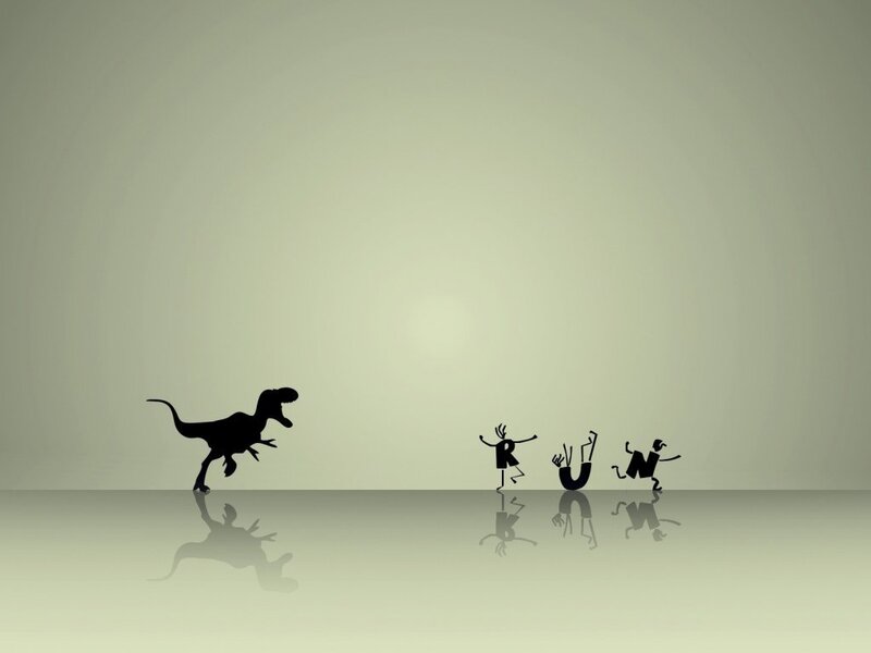 Dinosaur chasing people