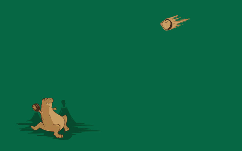 dinosaur dodging meteor