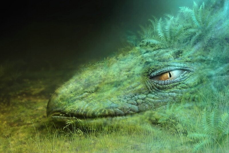 Dinosaur Head in Grass